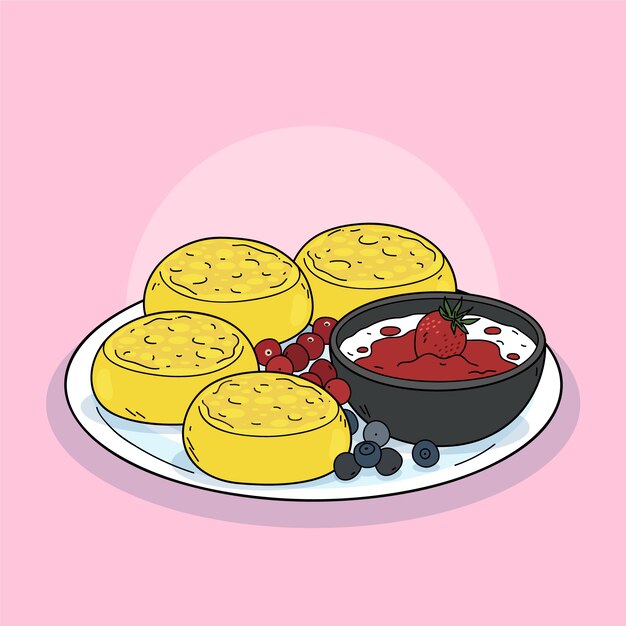 Cozinha russa desenhada de mão
