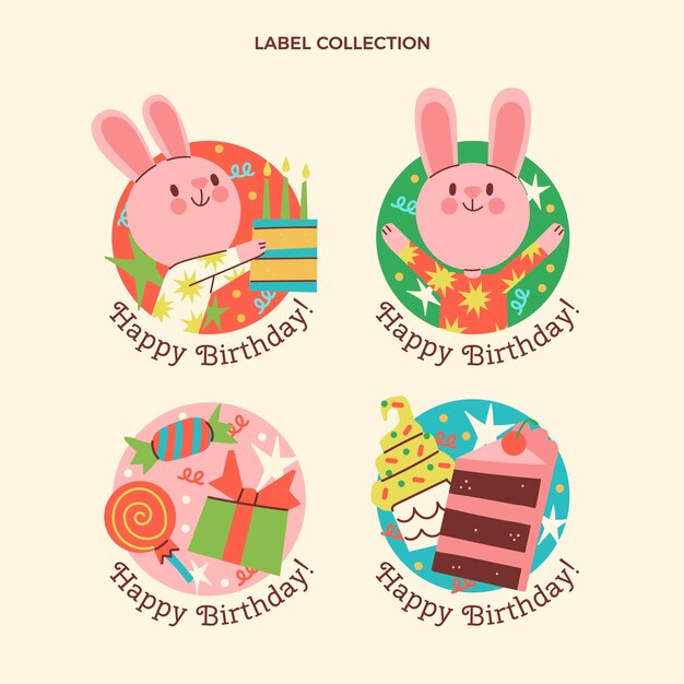 Crachás de aniversário infantis desenhados à mão