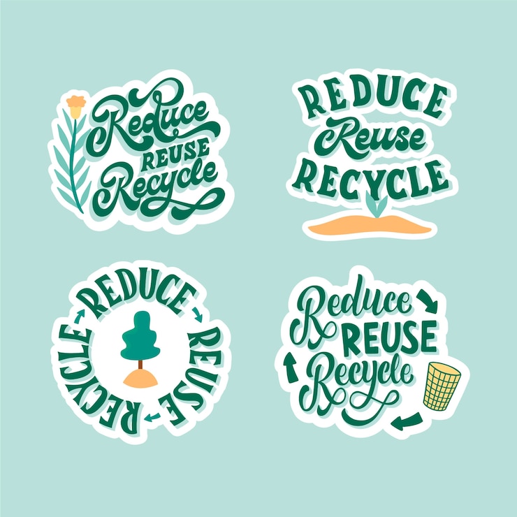 Vetor grátis crachás de ecologia desenhados à mão