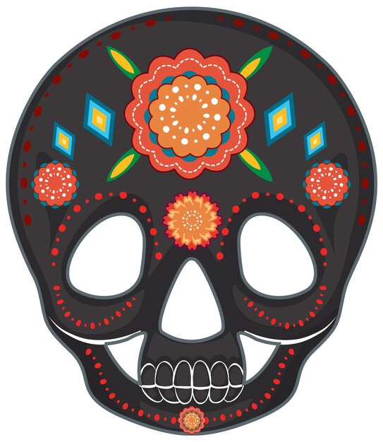 Vetor grátis crânio pintado mexicano isolado