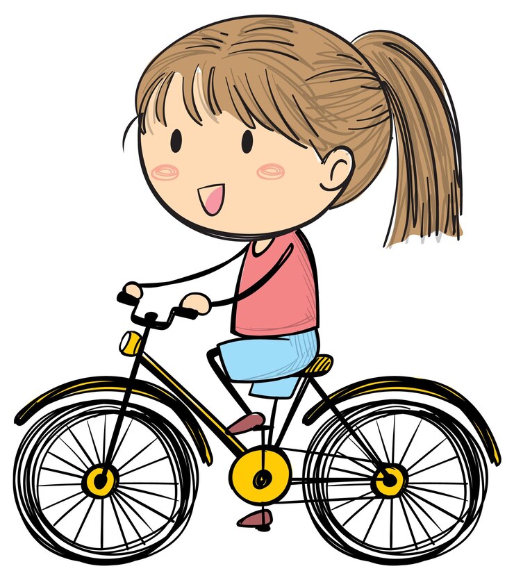 Vetor grátis criança alegre a andar de bicicleta