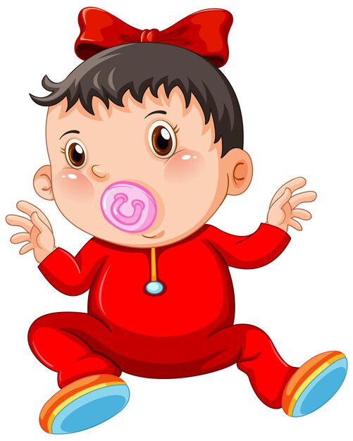 Criança de desenho animado vestindo roupas vermelhas