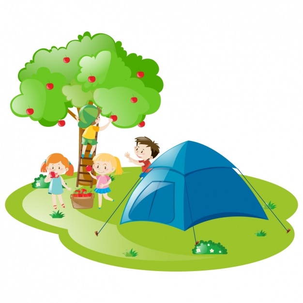 Vetor grátis crianças design de acampamento