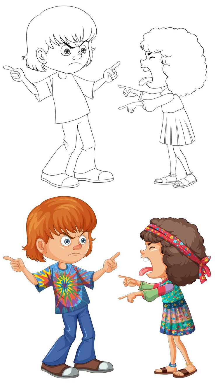 Vetor grátis crianças discutindo ilustração de desenho animado