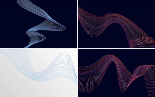 Vetor grátis crie uma aparência profissional com este conjunto de 4 fundos abstratos de ondas