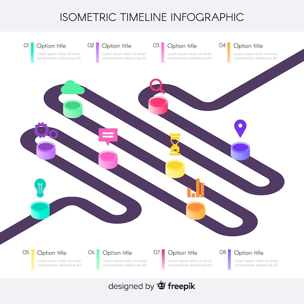 Vetor grátis cronograma isométrico infográfico