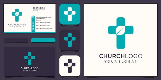 Cross church cresce logo sinal abstrato gráfico vetorial moderno