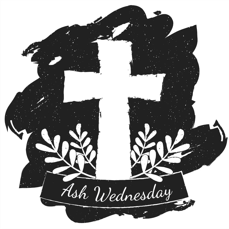 Vetor grátis cruz de quarta-feira de cinza de tinta
