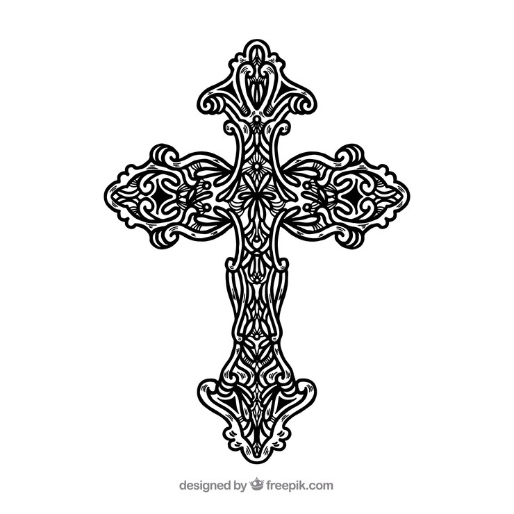 Vetor grátis cruz ornamental desenhada mão