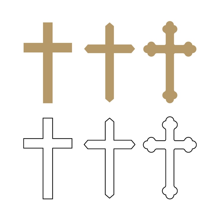 Vetor grátis cruz religiosa de ouro e contorno