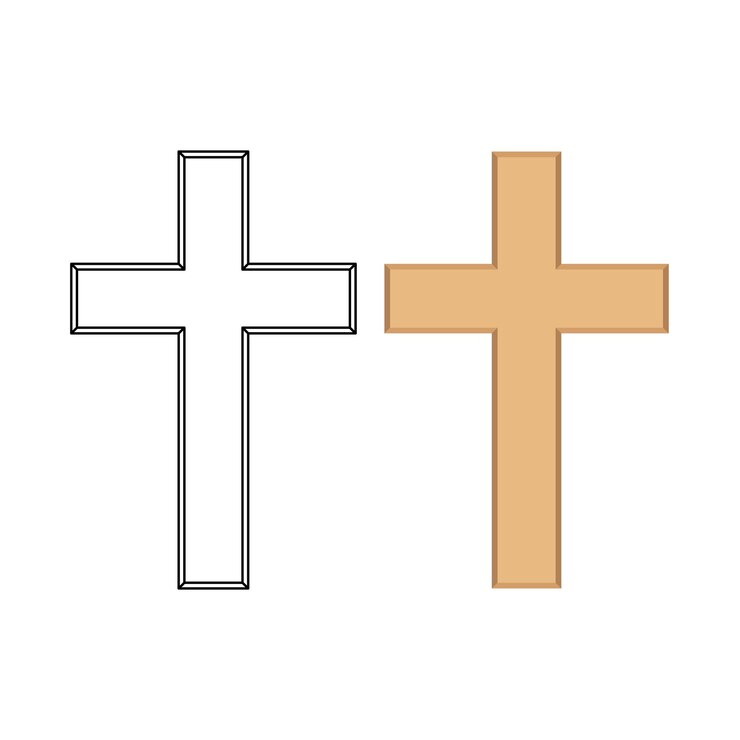 Vetor grátis cruz religiosa em 3d de estilo plano e contorno