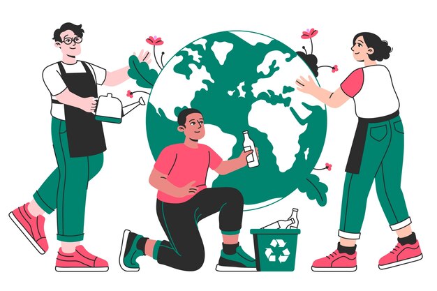 Cuidar da ilustração do conceito da Terra