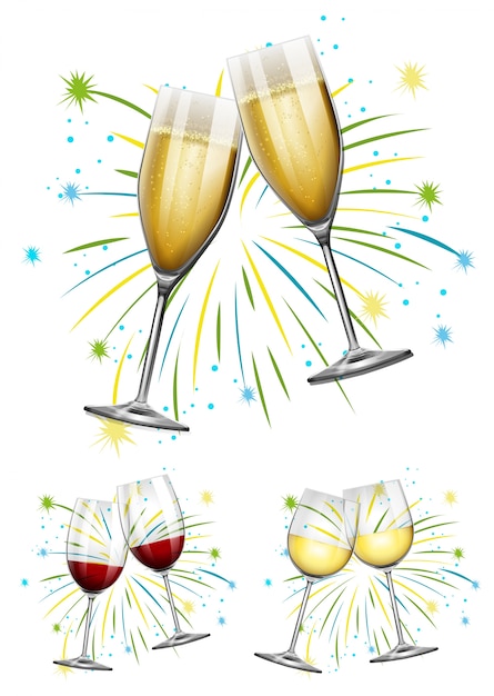 Óculos de vinho e ilustração de óculos de champanhe