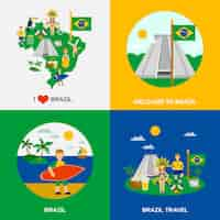 Vetor grátis cultura brasileira 4 flat icons square