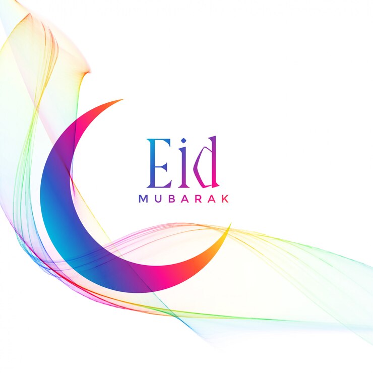 Vetor grátis cumprimento colorido da lua crescente de eid mubarak