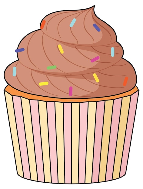 Vetor grátis cupcake com creme de chocolate por cima