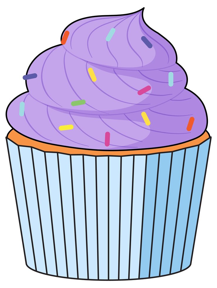 Vetor grátis cupcake com creme roxo