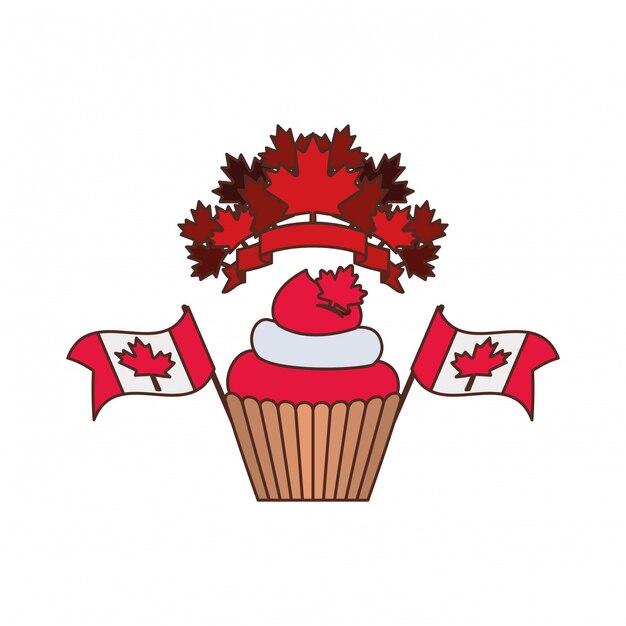 Vetor grátis cupcake e símbolo do canadá