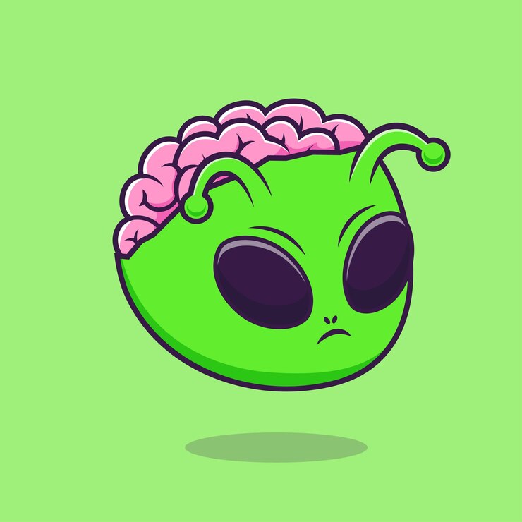 Vetor grátis cute alien brain cartoon vector icon ilustração ciência tecnologia icon isolado flat vector