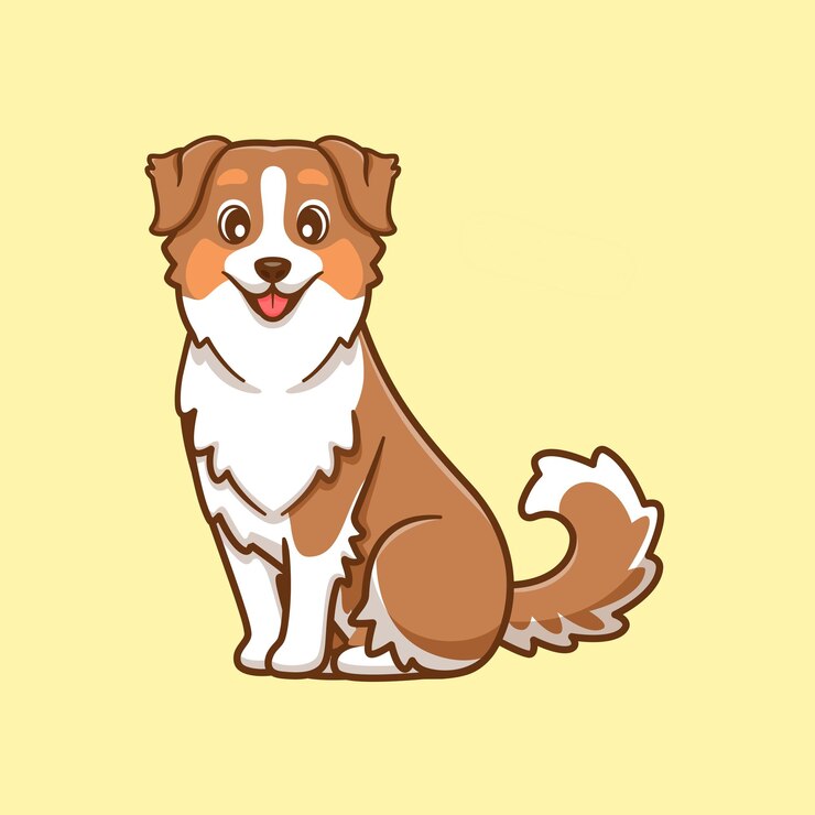 Vetor grátis cute australian shepherd dog cartoon vector icon ilustração animal nature icon isolado plano