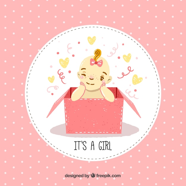 Cute baby girl background in hand drawn style