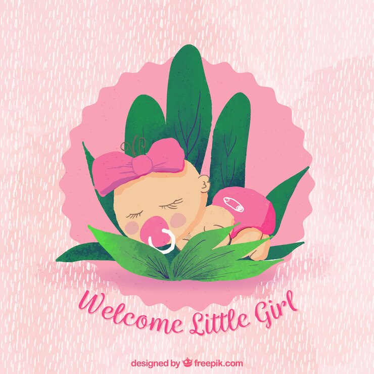 Vetor grátis cute baby girl background in hand drawn style