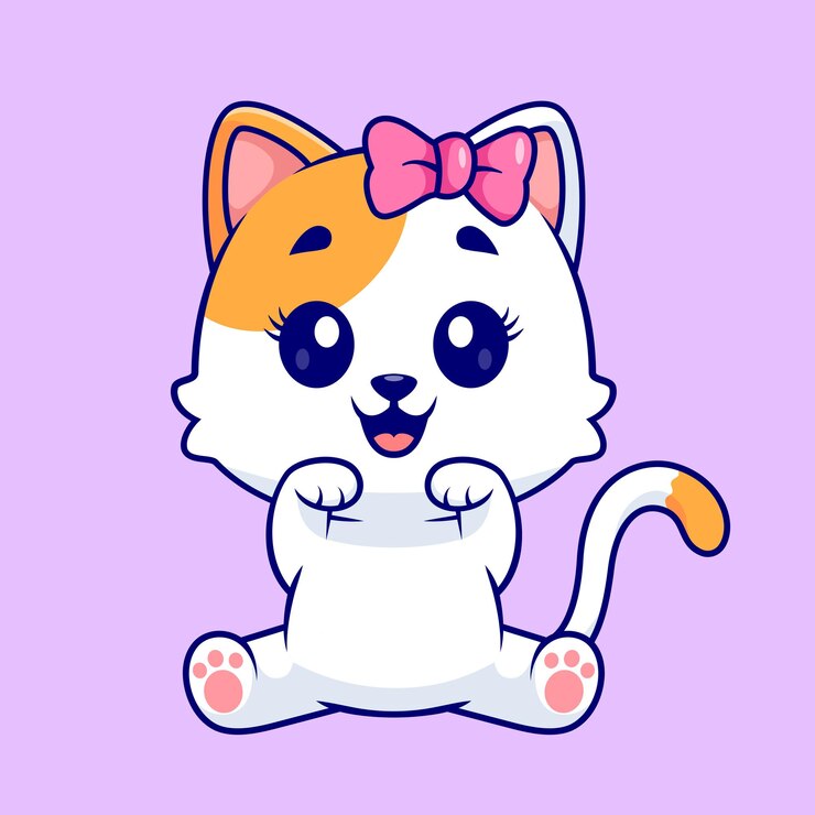 Vetor grátis cute cat sitting cartoon vector icon ilustração animal nature icon isolado vector plano