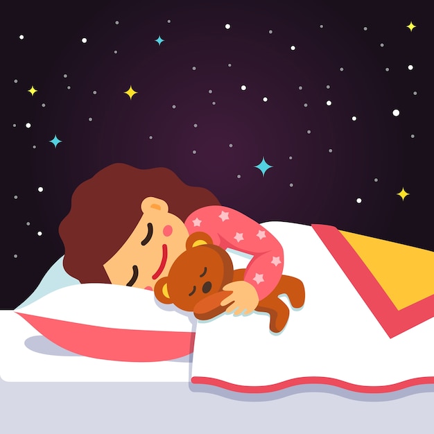 Vetor grátis cute dormir e sonhar com ursinho