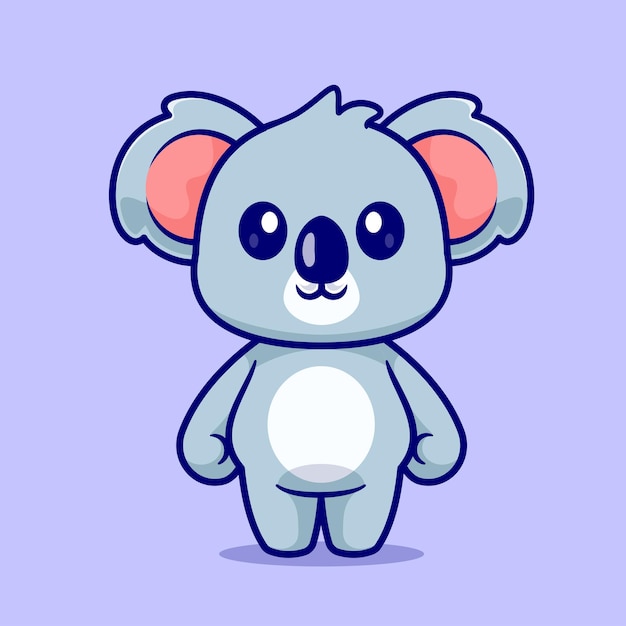 Vetor grátis cute koala standing cartoon vector icon ilustração animal nature icon isolado vector plano