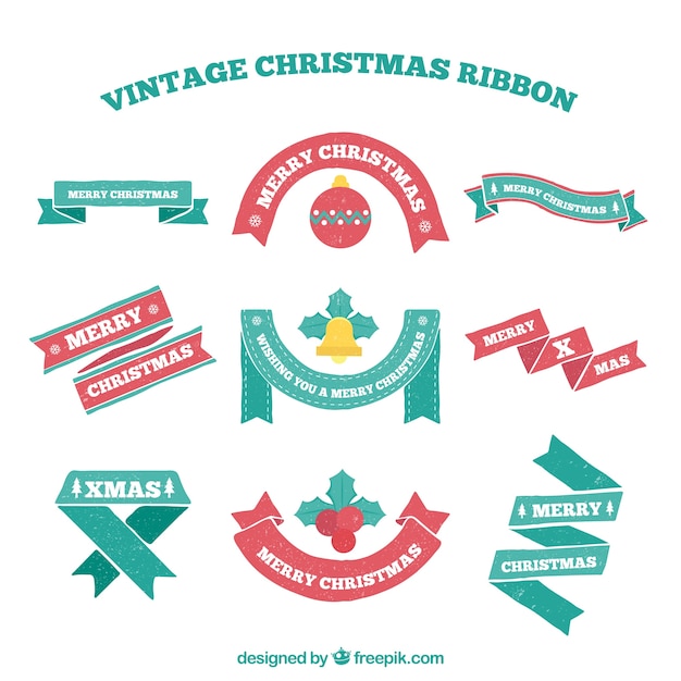 Cute retro christmas ribbon pack