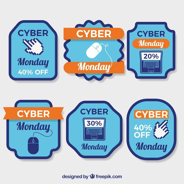 Vetor grátis cyber ​​monday discount stickers set