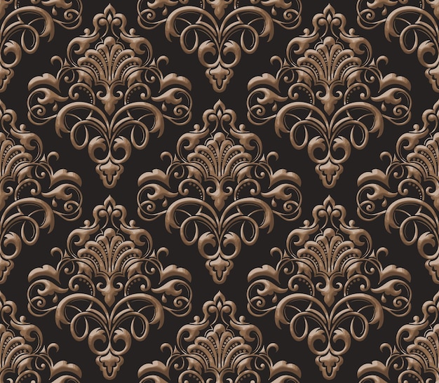 Vetor grátis damasco sem costura de fundo padrão de relevo vector clássico luxo antigo ornamento de damasco real textura vitoriana sem costura para papéis de parede embrulho têxtil modelo barroco floral requintado vintage