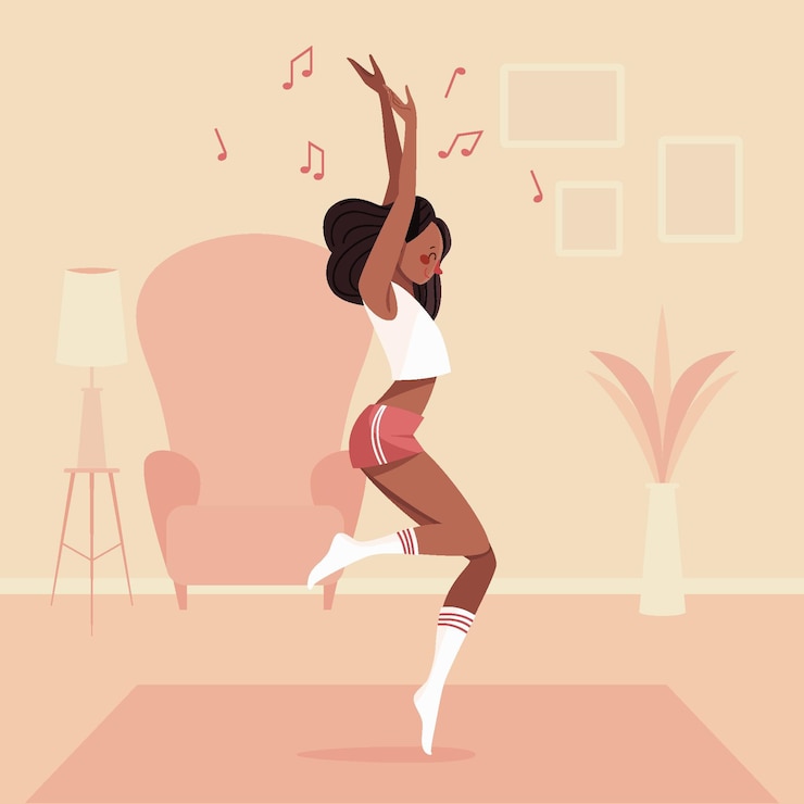 Vetor grátis dança ilustrada de fitness em casa