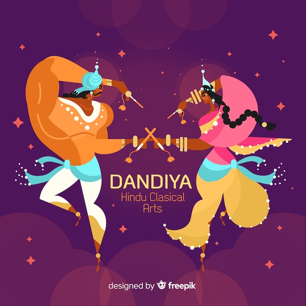 Vetor grátis dançarinos de dandiya