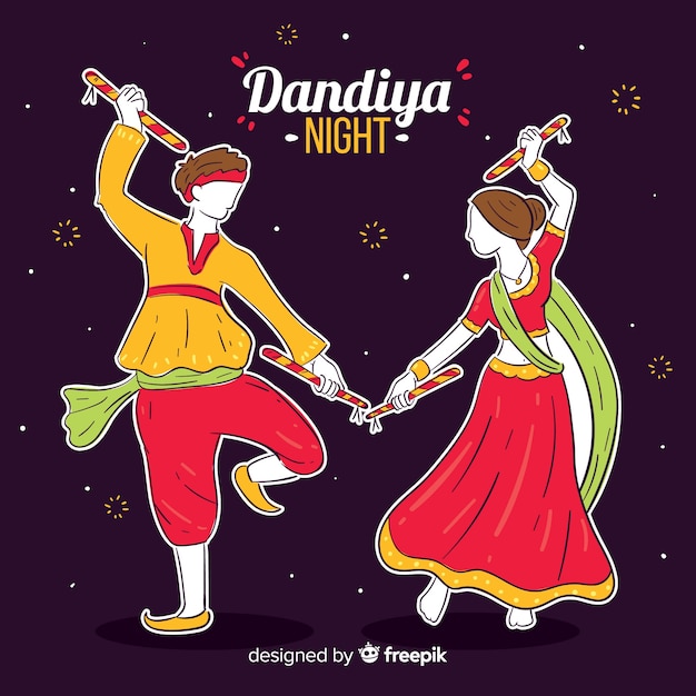 Vetor grátis dançarinos de dandiya