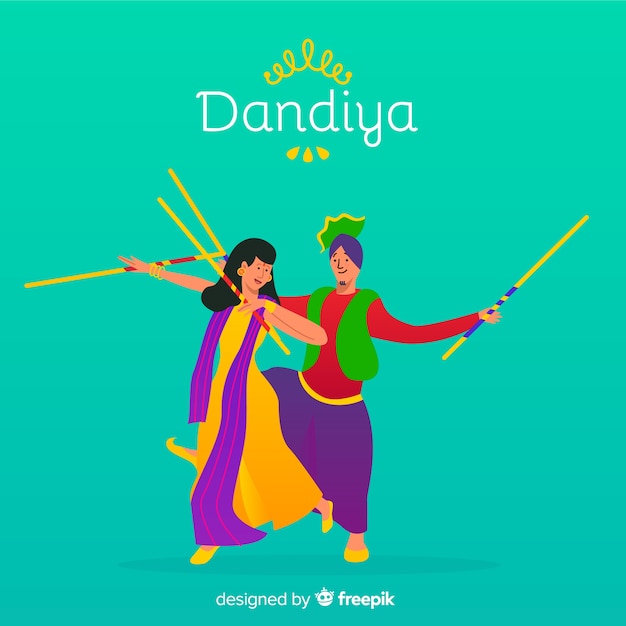 Vetor grátis dançarinos de dandiya