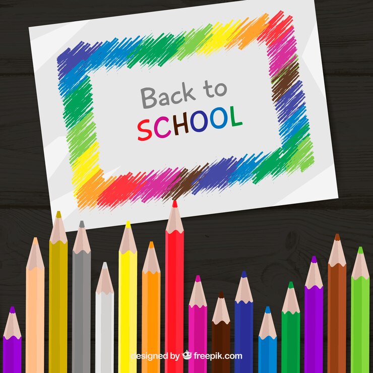 Vetor grátis de volta à escola com lápis coloridos