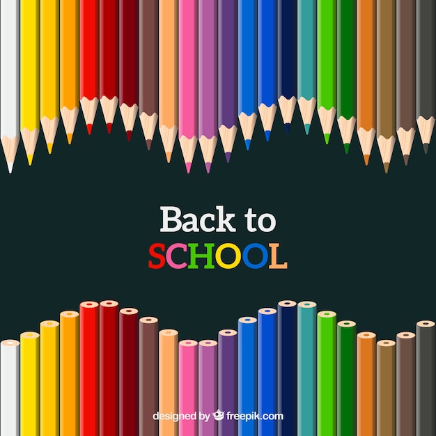 Vetor grátis de volta ao fundo da escola com lápis coloridos