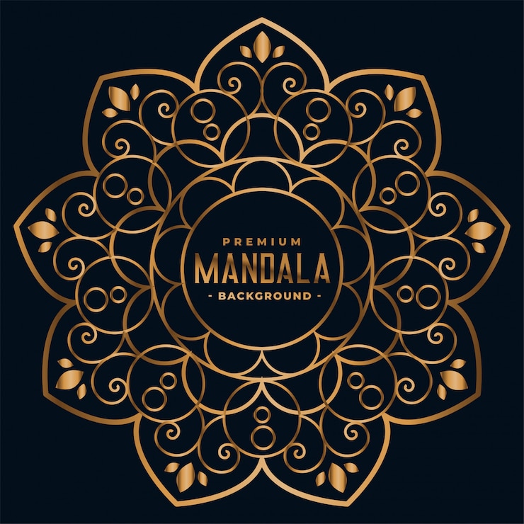 Vetor grátis decoração floral de mandala dourada
