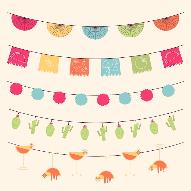 Vetor grátis decoração mexicana do flat cinco de mayo