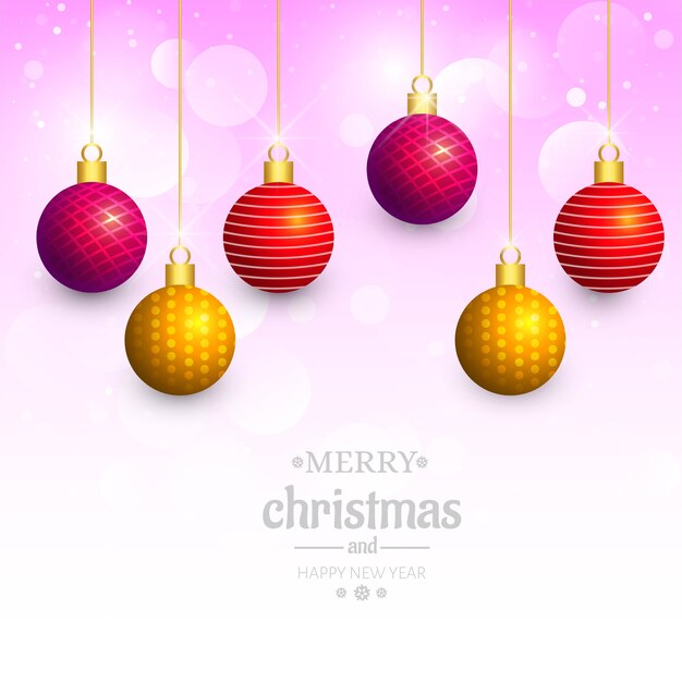 Decorações de Natal bolas brilhantes fundo de cartão de férias