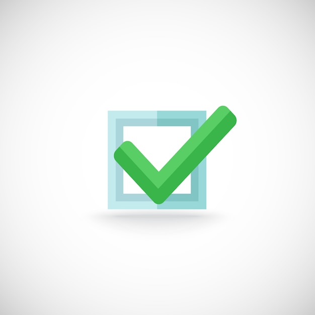 Vetor grátis decorativo azul quadrado contorno checkbox cor verde carrapato aprovação confirmação chek marca internet símbolo pictograma ilustração vetorial