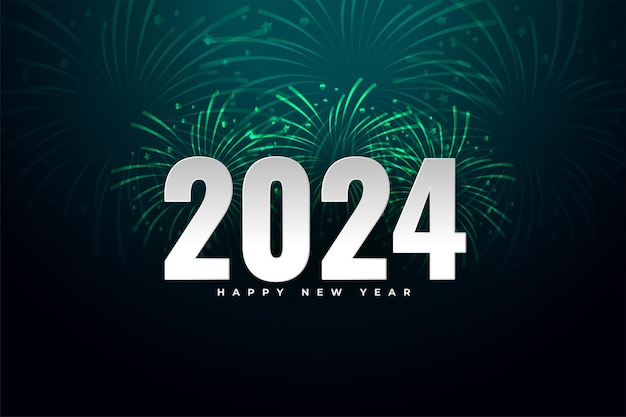 Vetor grátis decorativo feliz ano novo 2024 fundo com fogos de artifício explodindo vetor