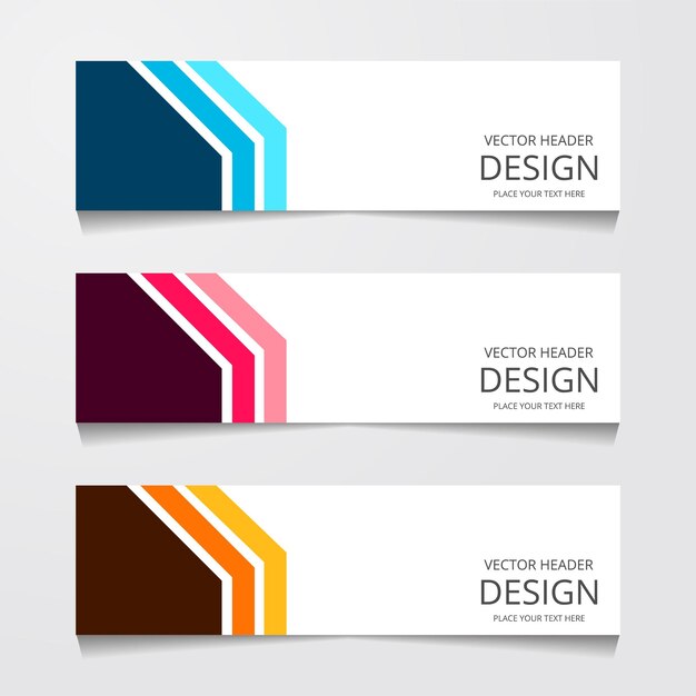 Definir banner web horizontal com três cores diferentes de impressão de publicidade de identidade corporativa ilustração vetorial