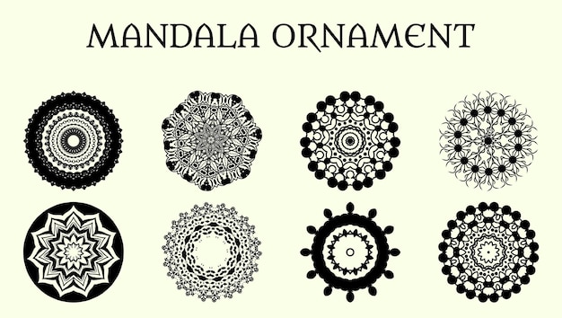 Vetor grátis definir padrões de mandala em fundo isolado