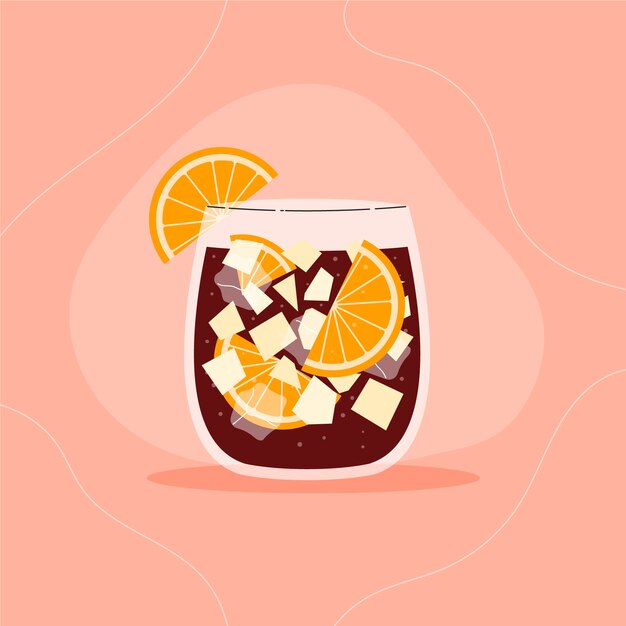 Deliciosa bebida refrescante de sangria ilustrada