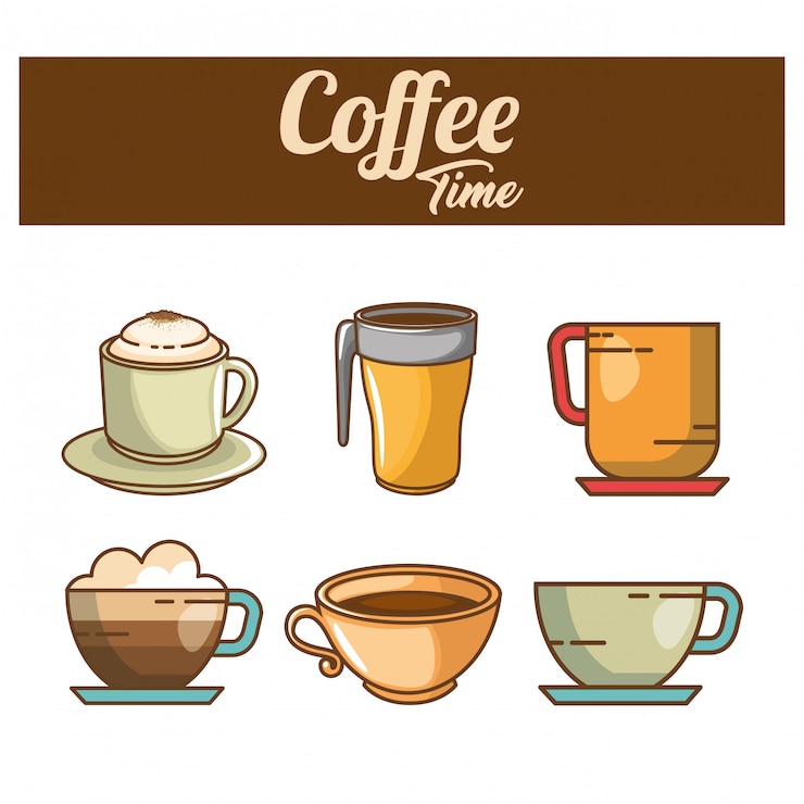 Vetor grátis deliciosos elementos de hora do café