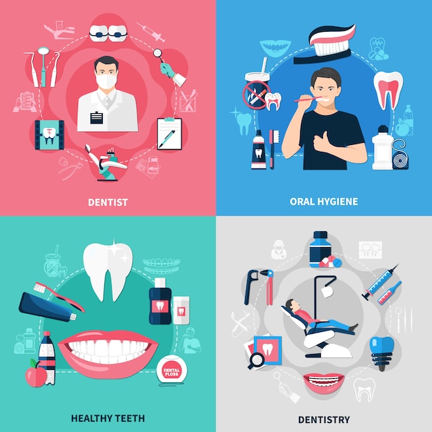 Vetor grátis dental 2x2 concept