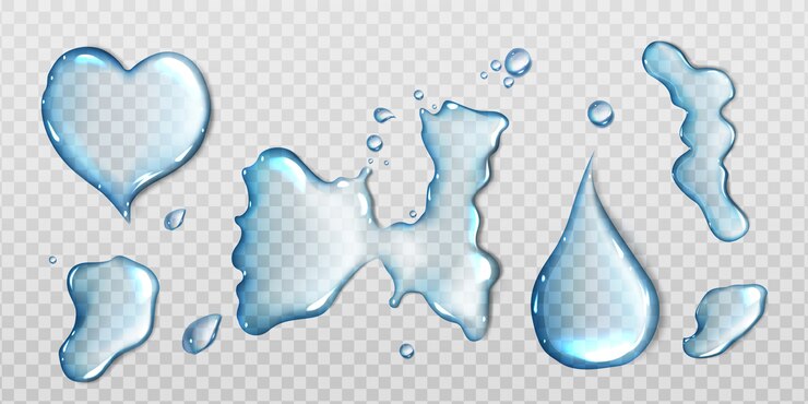 Vetor grátis derramamentos de água isolados em fundo transparente