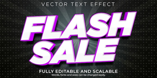 Desconto editável de efeito de texto de venda em flash e estilo de texto de oferta
